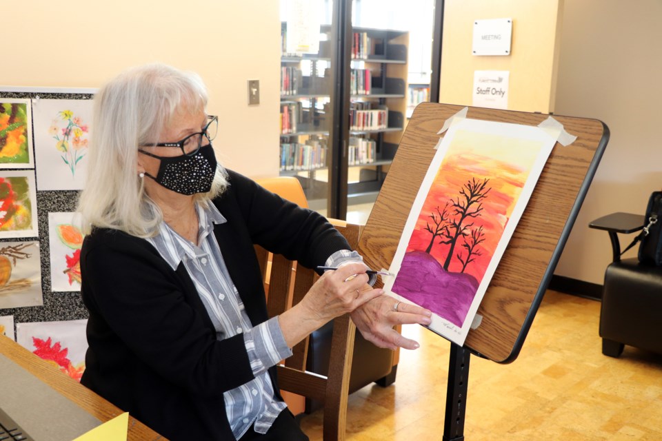 Mirjam Rand is a retired school teacher who is facilitating the Art from the Heart program at the Innisfail Public Library for Innisfail and area citizens afflicted with early stage dementia. Johnnie Bachusky/MVP Staff