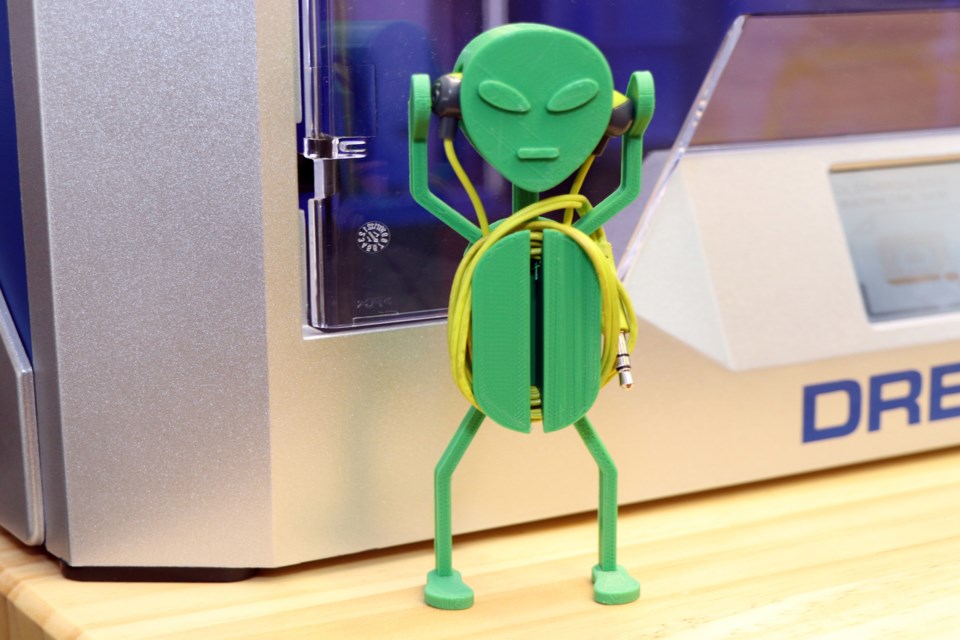 An alien figurine created by the new 3D printer at the Innisfail Public Library. Johnnie Bachusky/MVP Staff