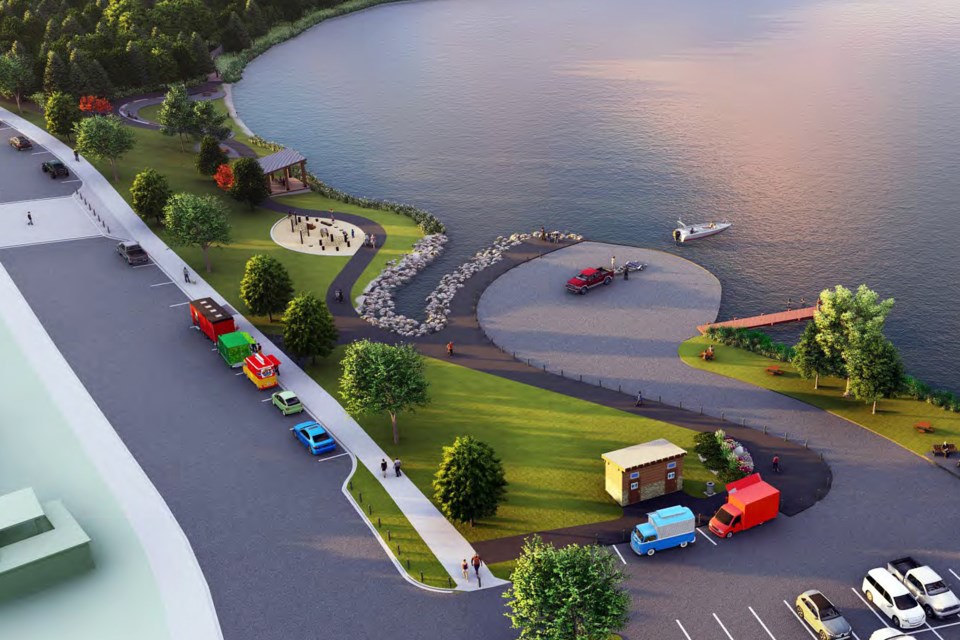 An artist rendering of the southwest side of Dodd's Lake after a projected $2.7 million dollars worth of amenity and infrastructure improvements. Courtesy of the Town of Innisfail