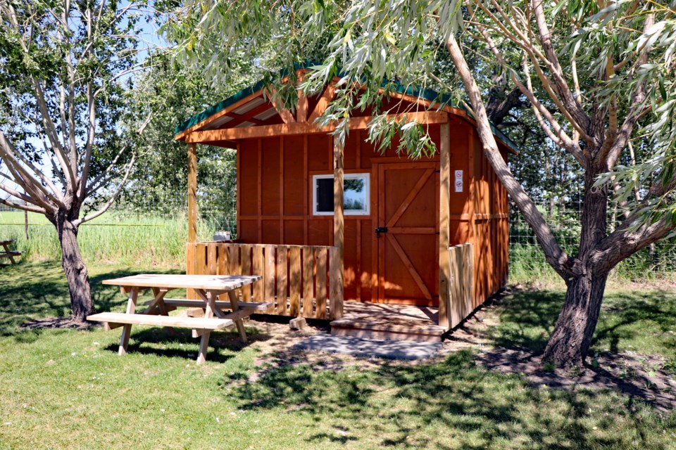 One of the six campground cabins now at Discovery Wildlife Park. The zoo's bid to have a development permit to build 10 more was approved by Innisfail town council on June 28. Johnnie Bachusky/MVP Staff