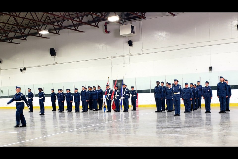 Members of the 185 Olds Royal Canadian Air Cadet Squadron display great discipline during their annual review.
Photo submitted