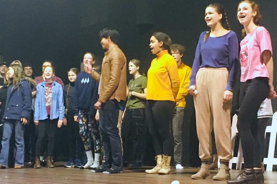 The cast and crew behind B.S. Productions’ upcoming performances of Anne of Green Gables wraps up rehearsing Act I with a musical sequence about ice cream on Saturday, Jan. 20 at the Sundre Arts Centre. 
Simon Ducatel/MVP Staff