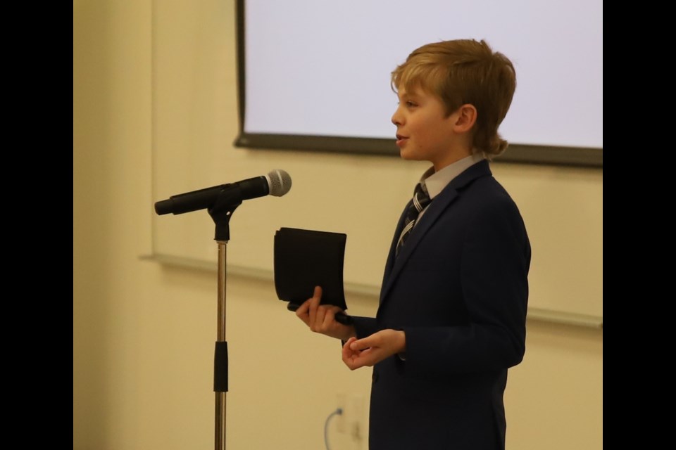 Austin Coombs took first place in the junior section of the presentations category for his talk entitled Just Trying To Get My Sheep Together during a 4-H communications event in Olds.