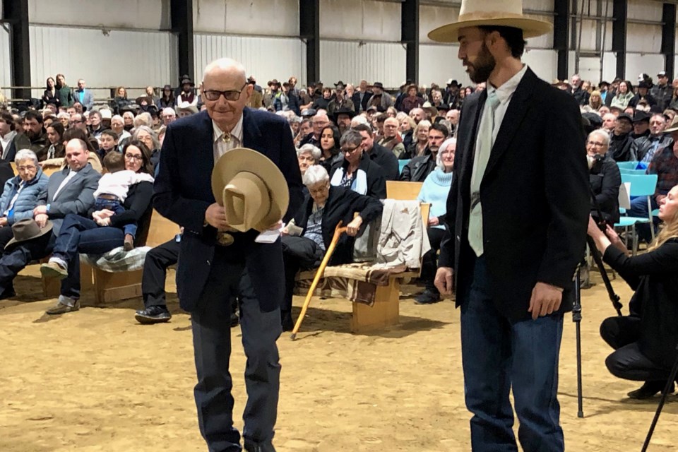 Byrn Thiessen's father Clancy and son Lane both spoke during Saturday's service.