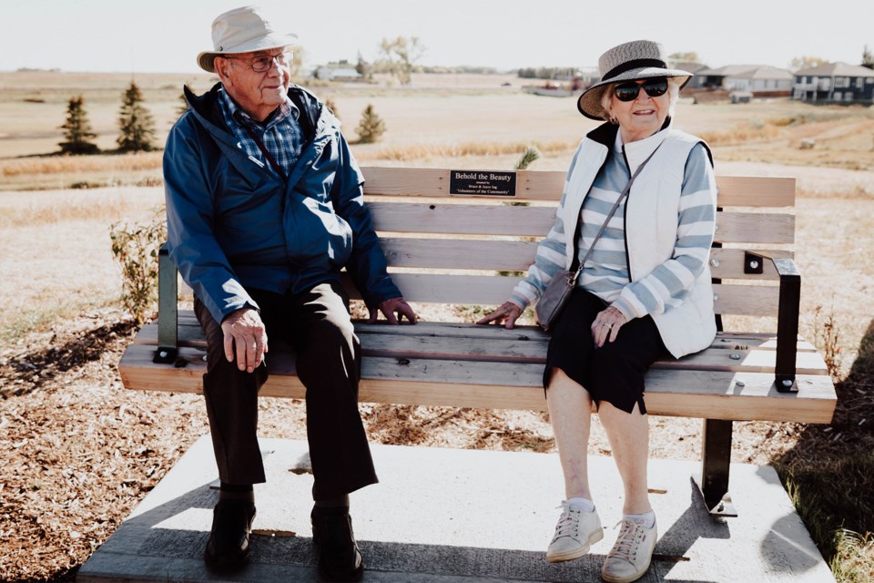 Bruce and Joyce Ing have donated two new benches for the top of the Carstairs Nature Space's toboggan hill.
Submitted photo