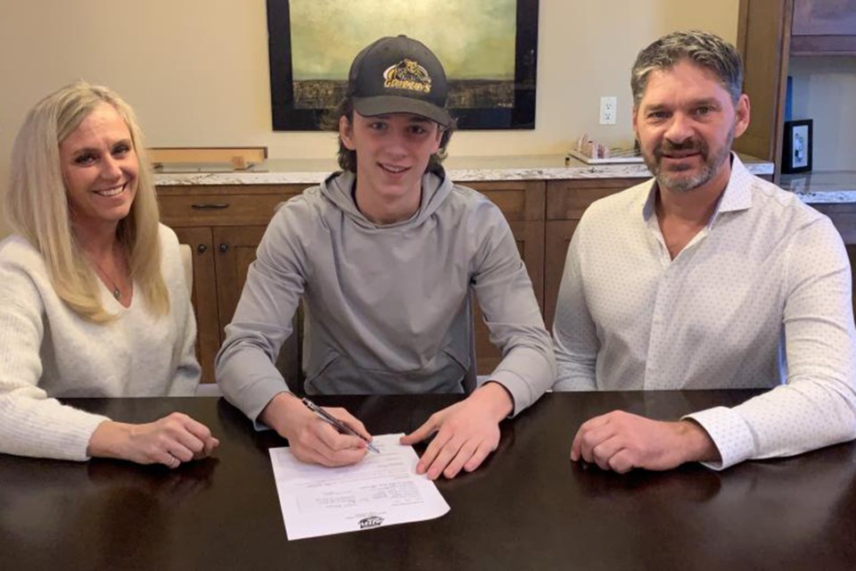 Forward Christian Measley inks a letter of intent to join the Olds Grizzlys.
Photo courtesy of Olds Grizzlys