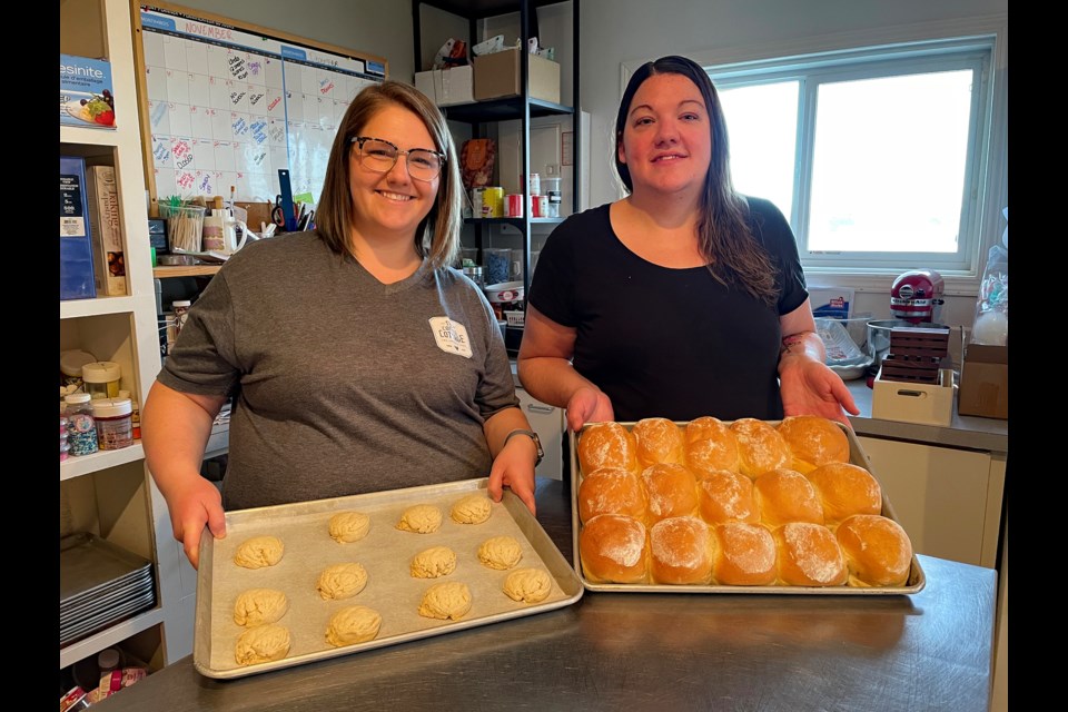 Devoted bakers at The Coffee Cottage in Innisfail, Sandy Biles, left, and Jackie Brackney, are the popular downtown restaurant's new owners as of Nov. 10. Johnnie Bachusky/MVP Staff 