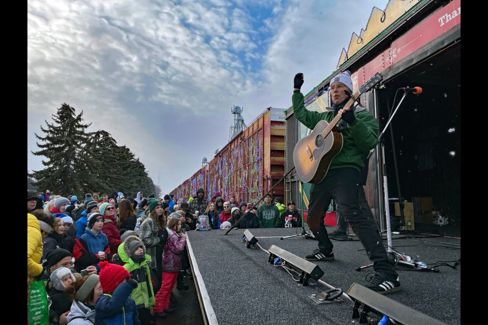 Toronto-based alternative rock group Anyway Gang thrilled hundreds of Innisfailians on Dec. 8 with their CPKC Holiday Train visit, and energetic performance of rock tunes and holiday season favourites. 
Johnnie Bachusky/MVP Staff