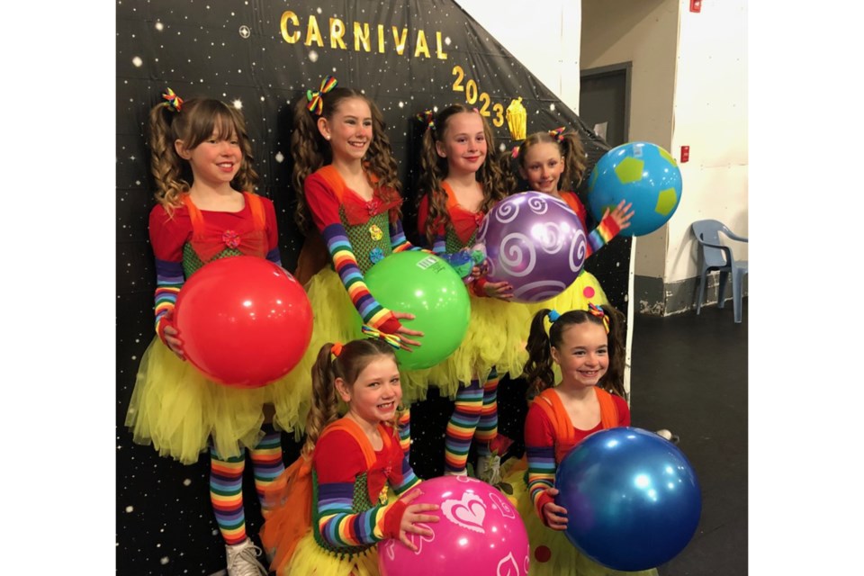 Canskate Yellow members pose for photos after their "Pink Elephants on Parade - Dumbo" routine at Saturday's Cremona carnival.
Dan Singleton/MVP Staff