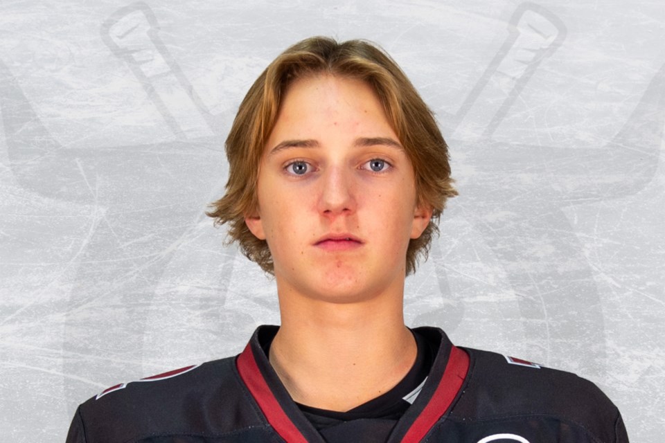 Olds hockey player Crew Martinson.