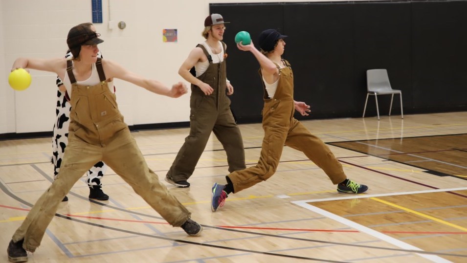 Students get ready to throw during the first annual dodgeball tournament, held last year. The second annual tournament takes place Nov. 30 in the same place, the Frank Grisdale Hall gym, from 8:30 a.m. to 4 p.m.