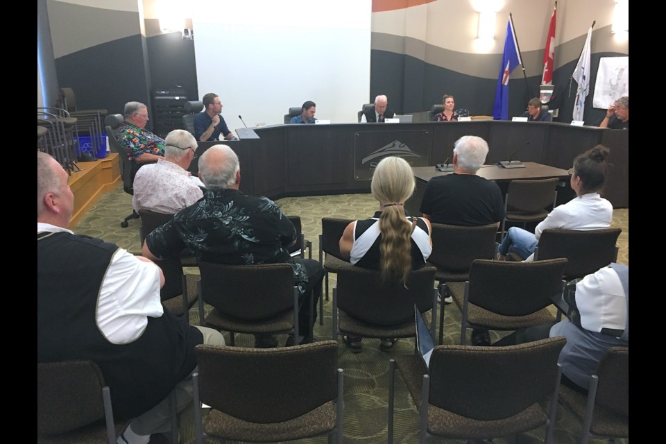 Several Sundre residents who own lots developed more than 15 years ago during the first phase of the Eagle Ridge subdivision attended on Monday, July 15 a public hearing regarding proposed amendments to the area structure plan as well as the land use bylaw that would pave the way for the next phase.   
Simon Ducatel/MVP Staff