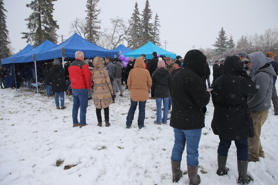 A look at some of the crowd gathered in the snow for the ground-breaking ceremony. 
Doug Collie/MVP Staff