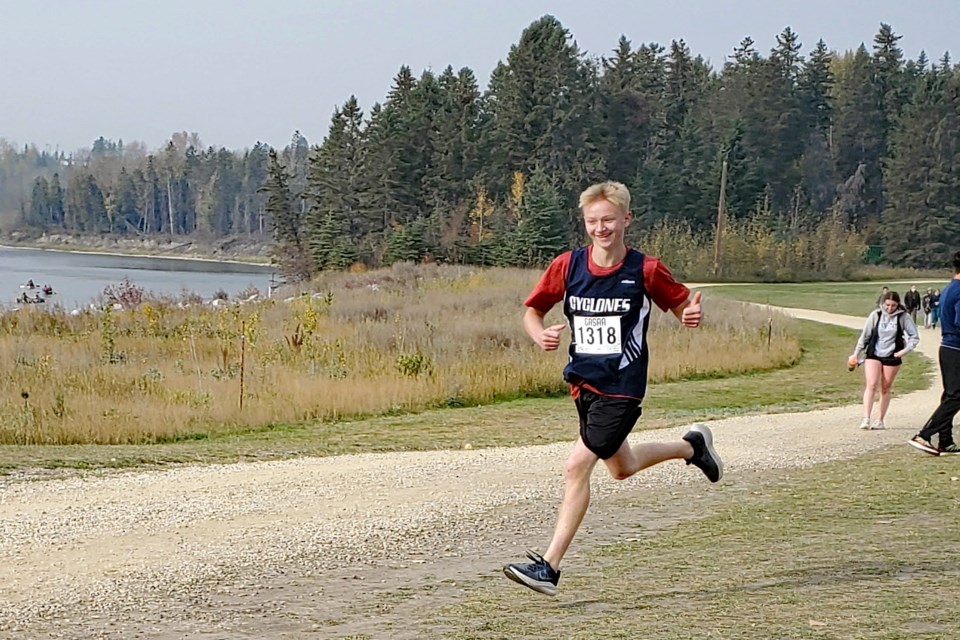 Fraser Motley accelerating during his race at the Zones competition in Red Deer on Oct. 6 when he finished in second place. Submitted photo