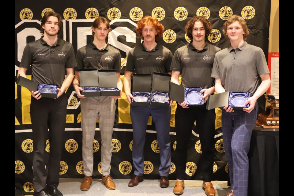 From left, Marcus Cumberworth, Cade Moxham, Tristan Baumung, Avery Trotter and August Olson pose with their keeper awards. 
