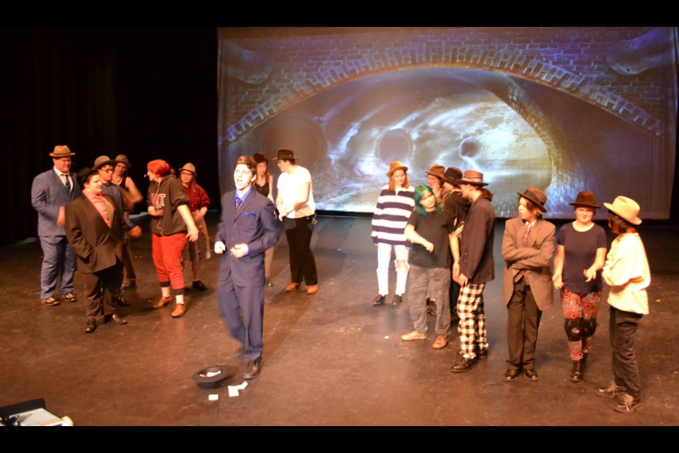 Members of the cast rehearse the Guys and Dolls in the TransCanada Theatre.