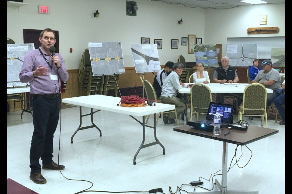 Stuart Richardson, an infrastructure manager for Alberta Transportation, presented on Tuesday, June 28 at the Royal Canadian Legion Sundre Branch #223 the highly-anticipated Highway 27 overlay project. 
Simon Ducatel/MVP Staff