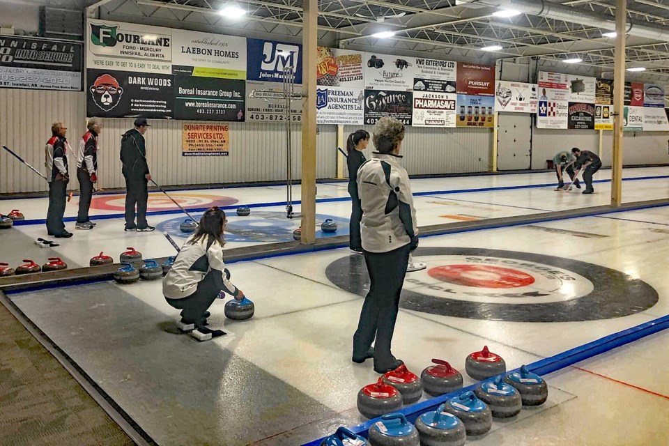The 2021/22 season for the Innisfail Curling Club wrapped up at the end of March with its club championships for its mens, ladies and mixed leagues. Photo courtesy of the Innisfail Curling Club