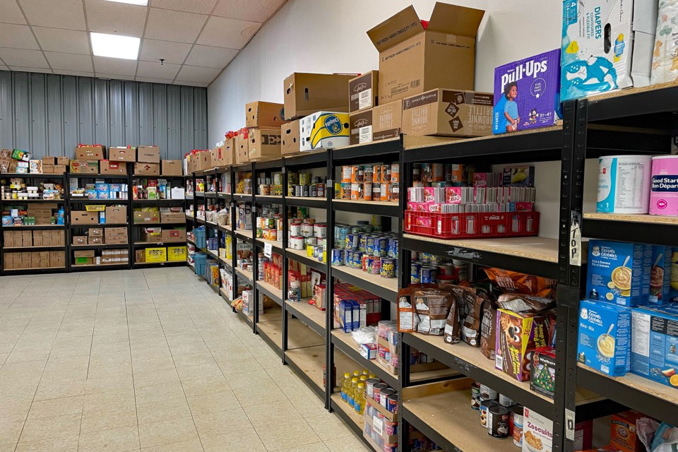 The shelves are currently full at the Innisfail and District Food Bank but there has been a 23 per cent increase in the demand for food hampers in 2022 over the same period in 2021. Johnnie Bachusky/MVP Staff