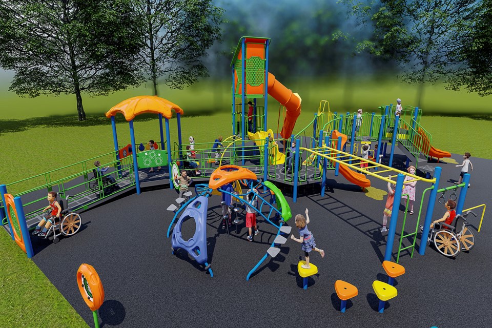 A Park N Play playground design for Napoleon Park Sports Field. Rendering by Park N Play