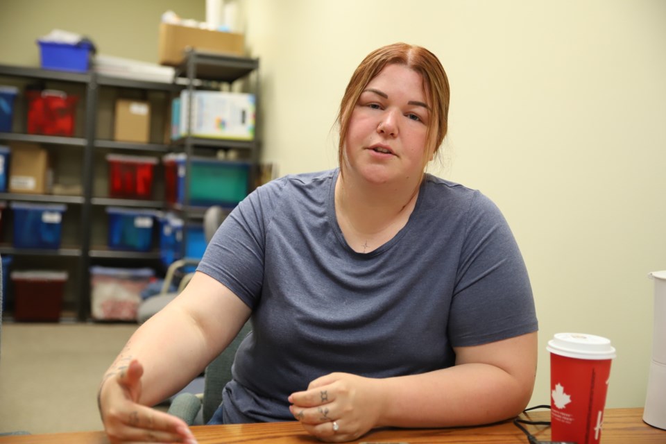 Jennifer Topiwala of Mountain View County describes the Canada Day tornado damage she and her family saw north of their property when they emerged from their basement after the storm passed.