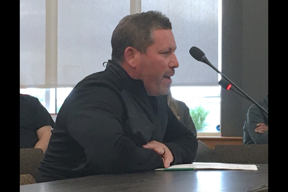 Joel Bond, who owns the former Foothills Lodge seniors care centre in Sundre with plans to renovate the two-storey building into a mixed-use facility with 26 rentals including 17, one-bedroom units as well as nine studios, addressed the municipal council on Sept. 5 during a public hearing to rezone the property to Central Commercial from General Residential.
Simon Ducatel/MVP Staff 