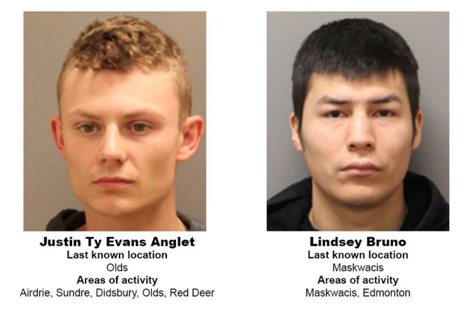 Justin Ty Evans Anglet, left, and Lindsey Bruno, right, are being sought by RCMP.
Photo courtesy of Alberta RCMP