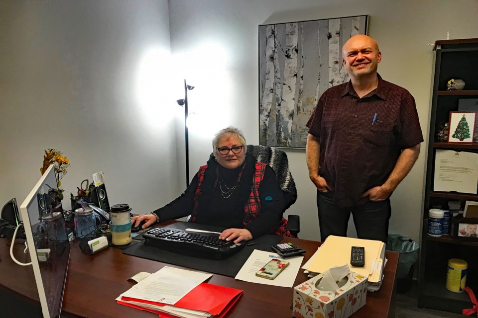 Dawna Morey, The Lending Cupboard's executive director and Mark Weber, the agency's new marketing and communications coordinator, are aiming to boost the organization's reach to more residents of rural Central Alberta. Submitted photo