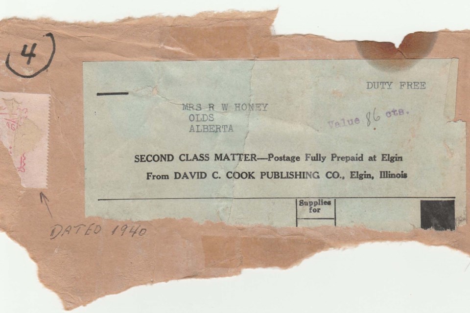 The letterhead found on the inside of the trunk which once belonged to Ralf and Pearle Honey of Olds.
Submitted photo