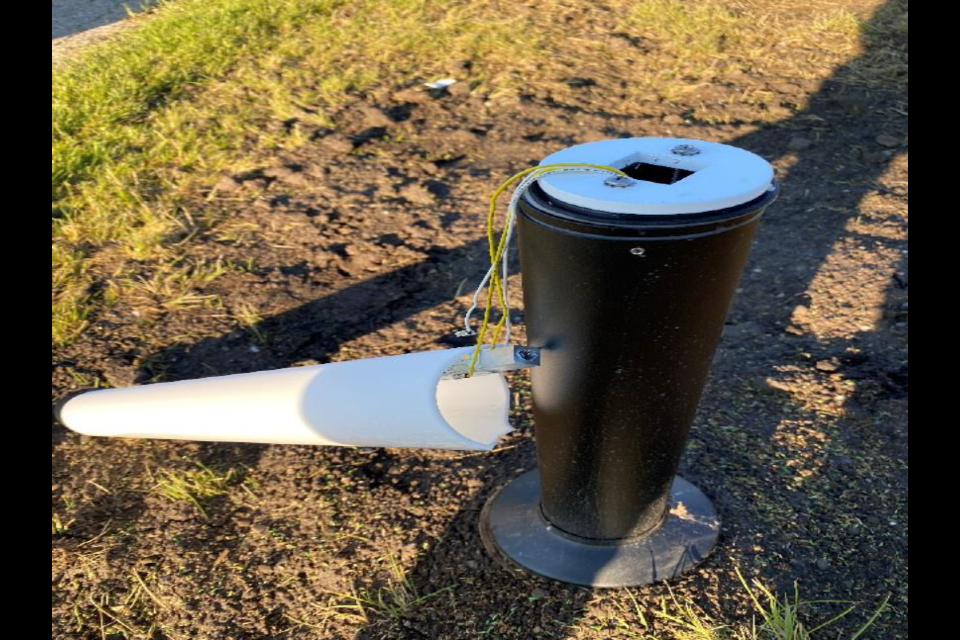 The brand new pathway lighting project in Sundre’s Lions Park and Prairie Creek trail was damaged so soon after the project’s June 20 completion, that town staff didn’t even get a chance to take a picture of the finished product. Out of 20 lights, 17 were heavily damaged, and all were subsequently removed. 
Submitted photo