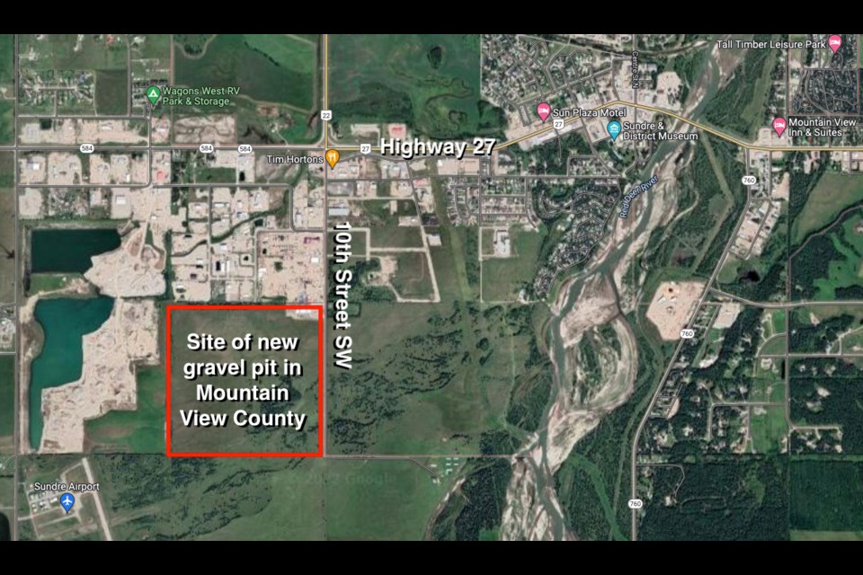 The Town of Sundre council recently gave the municipality's administration direction to begin negotiating with their Mountain View County counterparts regarding the latter's request to use 10th Street SW as an access route for a new gravel pit. 
Google Maps  