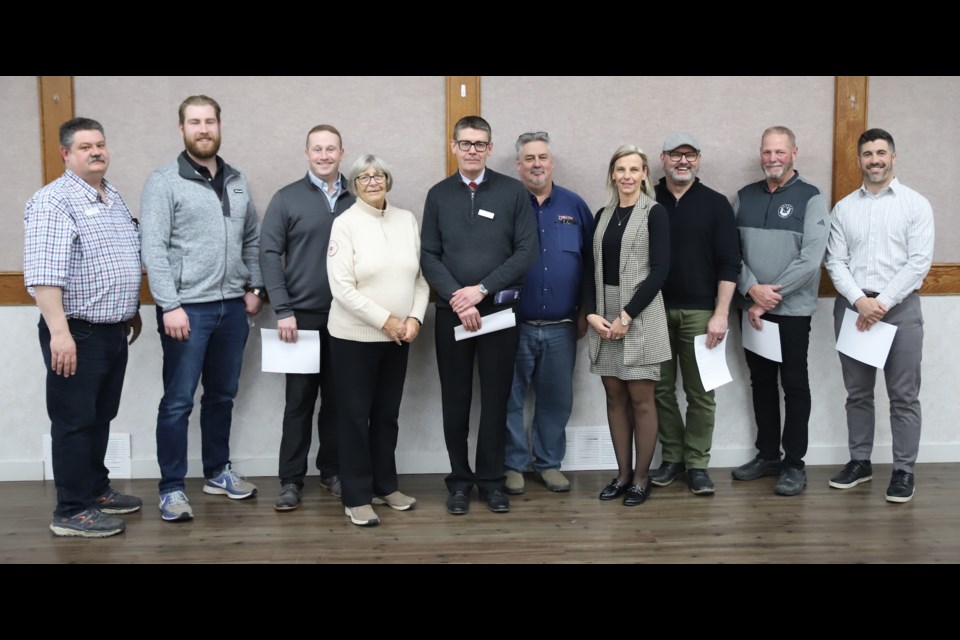 Members of the 2025-26 Olds & District Chamber of Commerce board of directors pose for a photo during the organization's annual general meeting, held March 13 in the Royal Canadian Legion Branch 105.
Doug Collie/MVP Staff