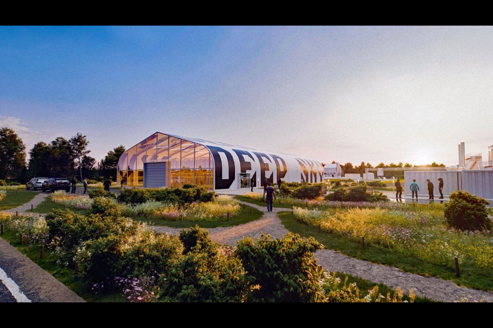 An artist rendering for the new $50 million carbon removal innovation and commercialization centre that is planned for imminent construction in Innisfail's new Southwest Industrial Park. Deep Sky photo