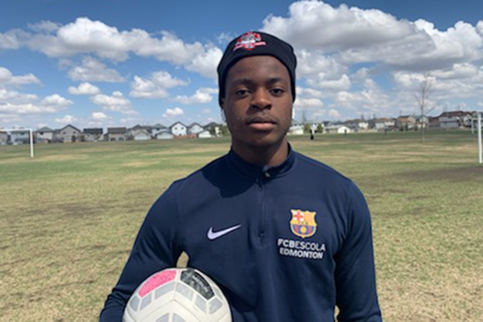 Before coming to Olds College, centre-back Emmanuel Mukolo helped his high school team win a division 2 championship in Edmonton.
Photo courtesy of Olds College 