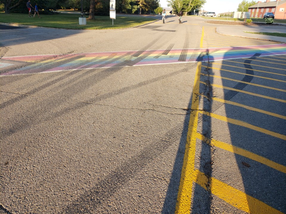 MVT-Olds College pride crosswalk vandalized