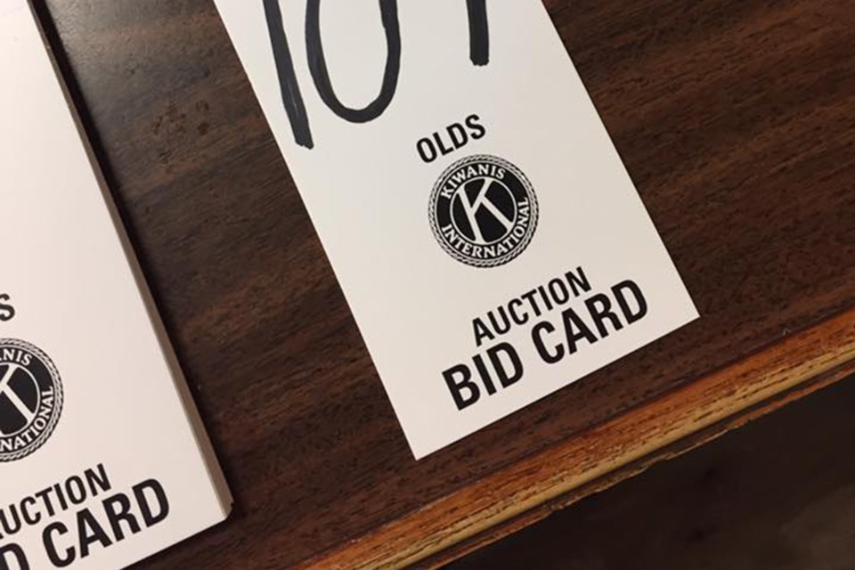 MVT Olds Kiwanis auction bid card