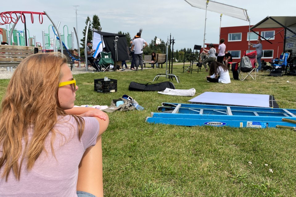Olds resident Hannah Turnbull, 14, had previously performed in school theatre productions, but had never before been on the set of a television production. She was among numerous background actors involved in the filming of Pipe Nation in and near Sundre. 
Submitted photo