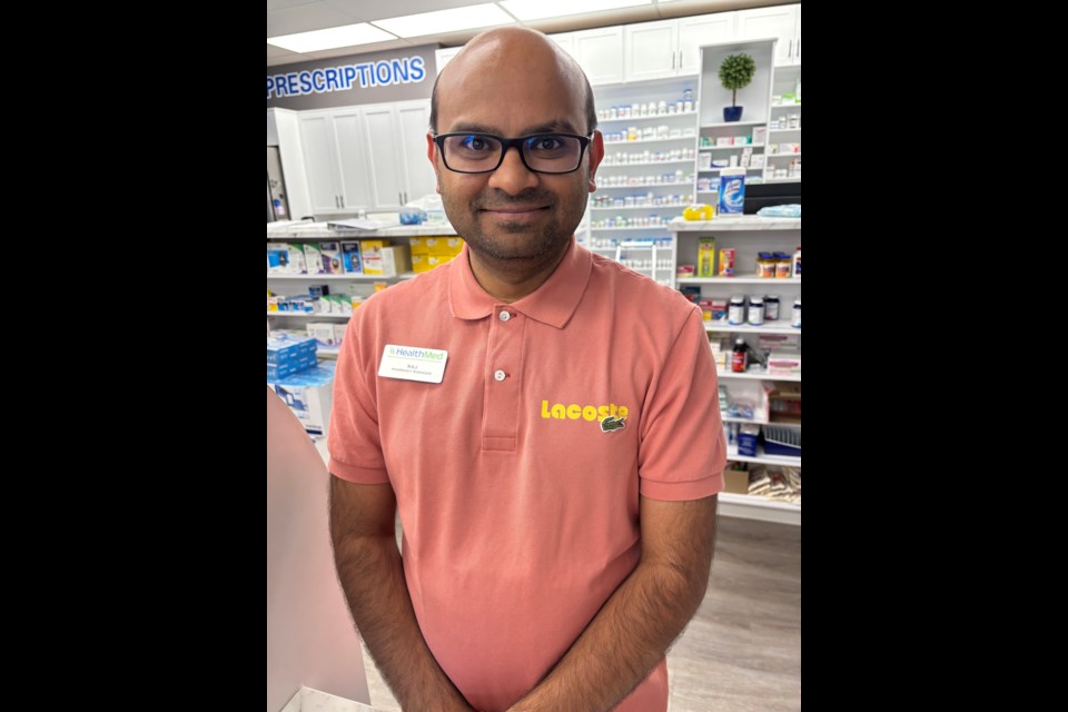 Raj Tarpara, who owns and operates Olds Community Pharmacy, lived for about three years .in Ahmedabad, the city where  an Air India plane crashed June 12.  His brother still lives there. He phoned him after learning of the Air India crash and was relieved to know he's fine.
Doug Collie/MVP Staff
