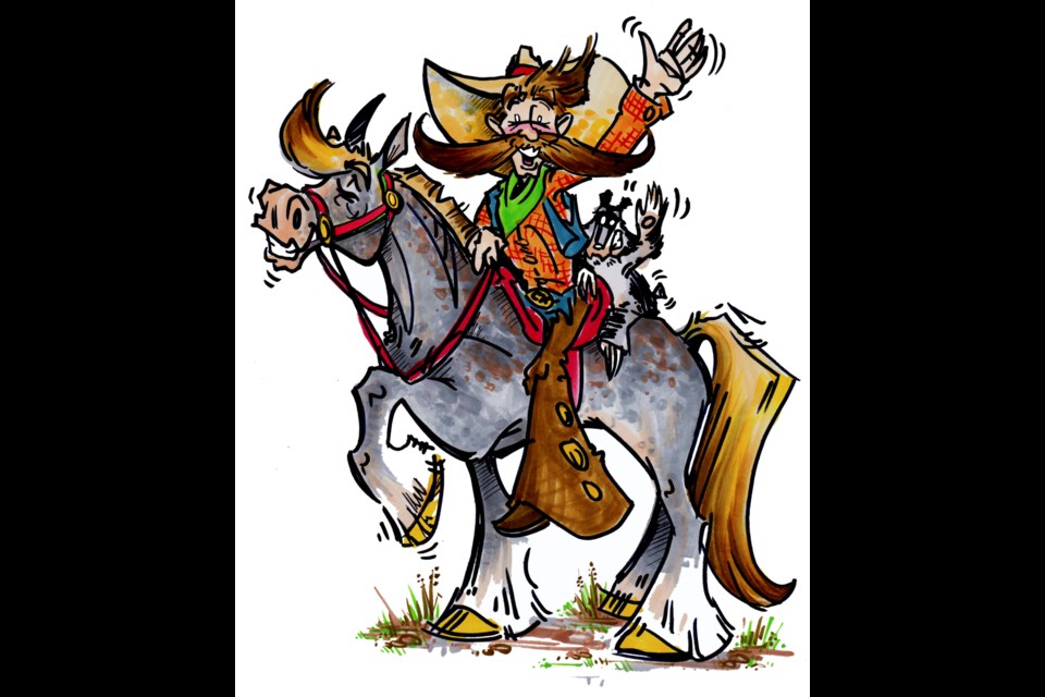 While Red Barn Books publisher Ayesha Clough said she endeavours to run certain details past museum archives for historical authenticity, she also recognized and embraced the stylized nature of the colourfully caricatured characters such as Wildhorse Jack, whose well-groomed moustache in real life wasn't quite reminiscent of Yosemite Sam's wildly waving whiskers.
Courtesy of Red Barn Books