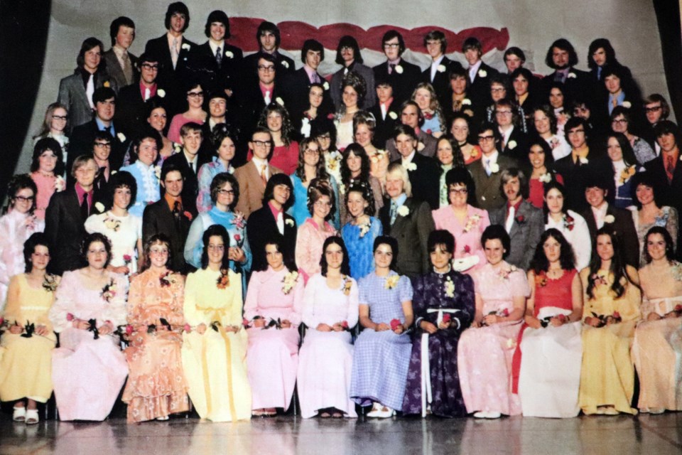 The Innisfail Jr Sr High School graduating class of 1972. Their 50th reunion is at the Innisfail Royal Canadian Legion Branch #104 this weekend from June 10 to 12. 
Submitted photo