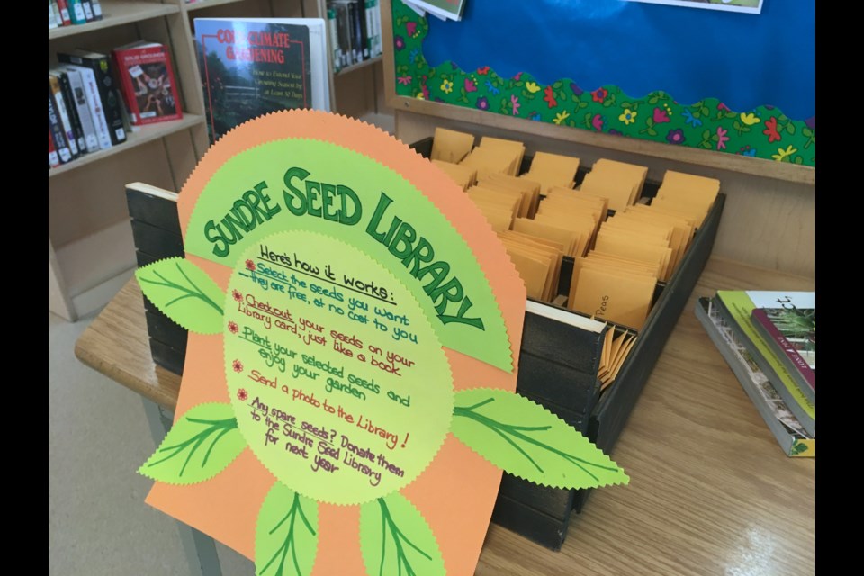 A variety of seed packets including vegetables and flowers will remain on display at the Sundre Municipal Library either until supplies run out or the end of June. They are available to library members at no cost, and people can also sign up for a library card for free. 
Simon Ducatel/MVP Staff