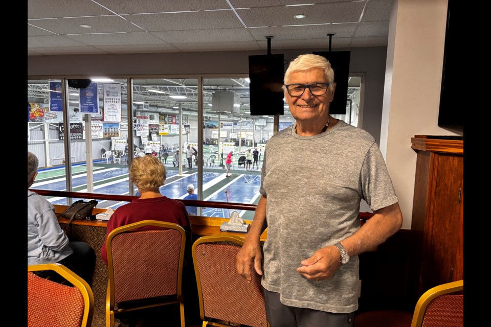Longtime floor shuffleboard enthusiast Jack Sell, tournament director for the 2025 Art Scott Floor Shuffleboard Singles Tournament, wants Innisfailians to learn and embrace the sport of shuffleboard, which they can do for free every Wednesday this summer until late August at the Innisfail Curling Club. Johnnie Bachusky/MVP Staff