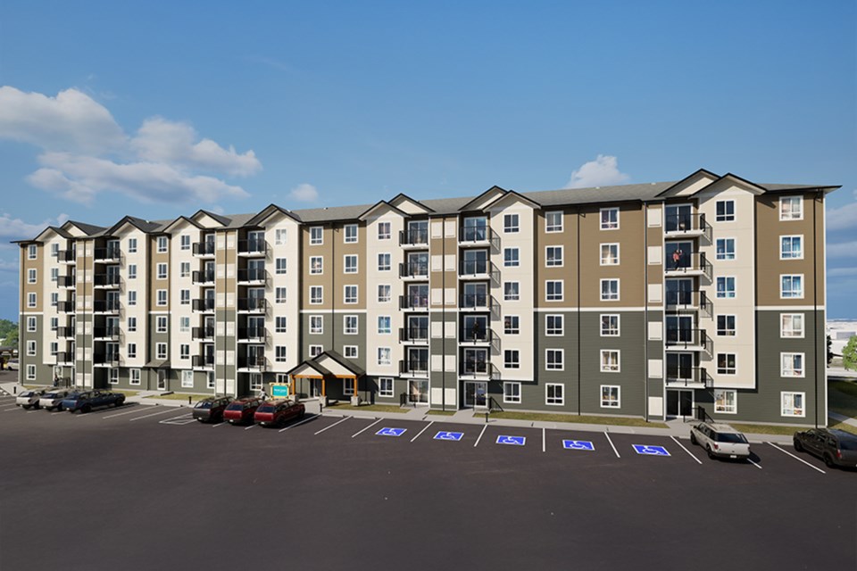 Artist rendering of the 92-unit Silverside Pointe to be constructed in Olds.

