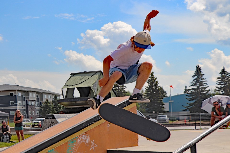 Organizers for the first-ever Innisfail Skatepark Trick Competition were elated with the response from the skateboarder community as participants came from all across the province to compete. Johnnie Bachusky/MVP Staff
