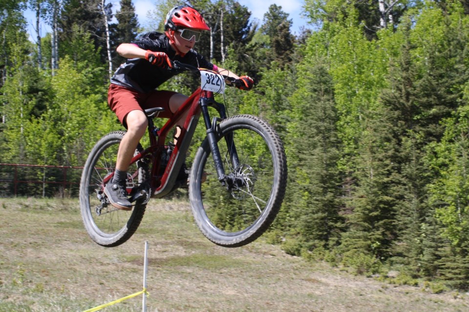 Sundre hosted this past weekend the third annual Snake Hill Slither mountain bike race, which is sanctioned by the Alberta Bicycle Association. The course at Snake Hill features a halfpipe component that riders shoot out of. Simon Ducatel/MVP Staff