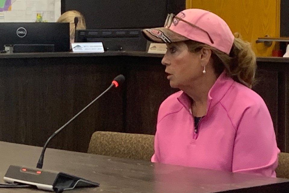 Tracey McCrimmon, the Sundre Petroleum Operators Group's executive director, addresses Sundre town council on June 23 during the last regular meeting before the summer hiatus. 
Simon Ducatel/MVP Staff