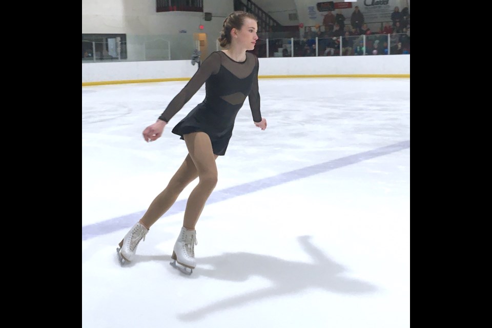 Jaycee Clark, who this past season received an overall silver assessment at her first-ever Star Skate competition in Lethbridge, was among more than 30 Sundre Skating Club members demonstrating some of the skills they've learned and developed at the Sundre Arena on March 21 during the group's annual windup ice carnival with the theme Skating Through The Decades.  
Simon Ducatel/MVP Staff