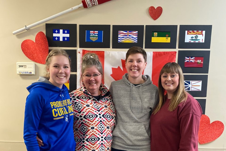 Sundre Curling Club 2024 ladies’ bonspiel A event winners, from left: Mackenzie McElhinney, lead; Kari McElhinney, second; Britni Smith, third; and Julie Smith, skip.
Submitted photo