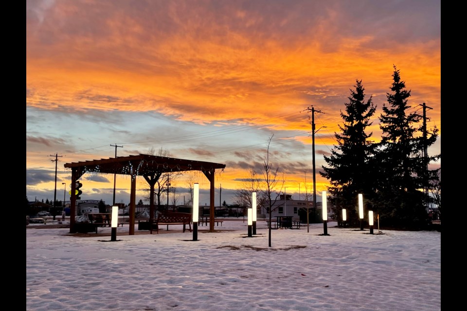 Completed just before the holidays, the Sundre Light Garden on the west side of town recently received two awards at the 2022 Economic Developers Alberta conference held April 7 at the Kananaskis Lodge. 
Photo courtesy of Jon Allan 