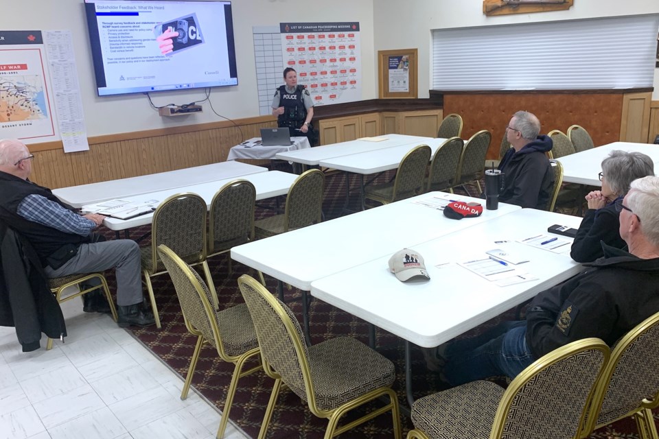 The town hall that was held on March 11 at the Royal Canadian Legion Sundre Branch #223 was one of four public engagement opportunities hosted by the RCMP. 
Simon Ducatel/MVP Staff